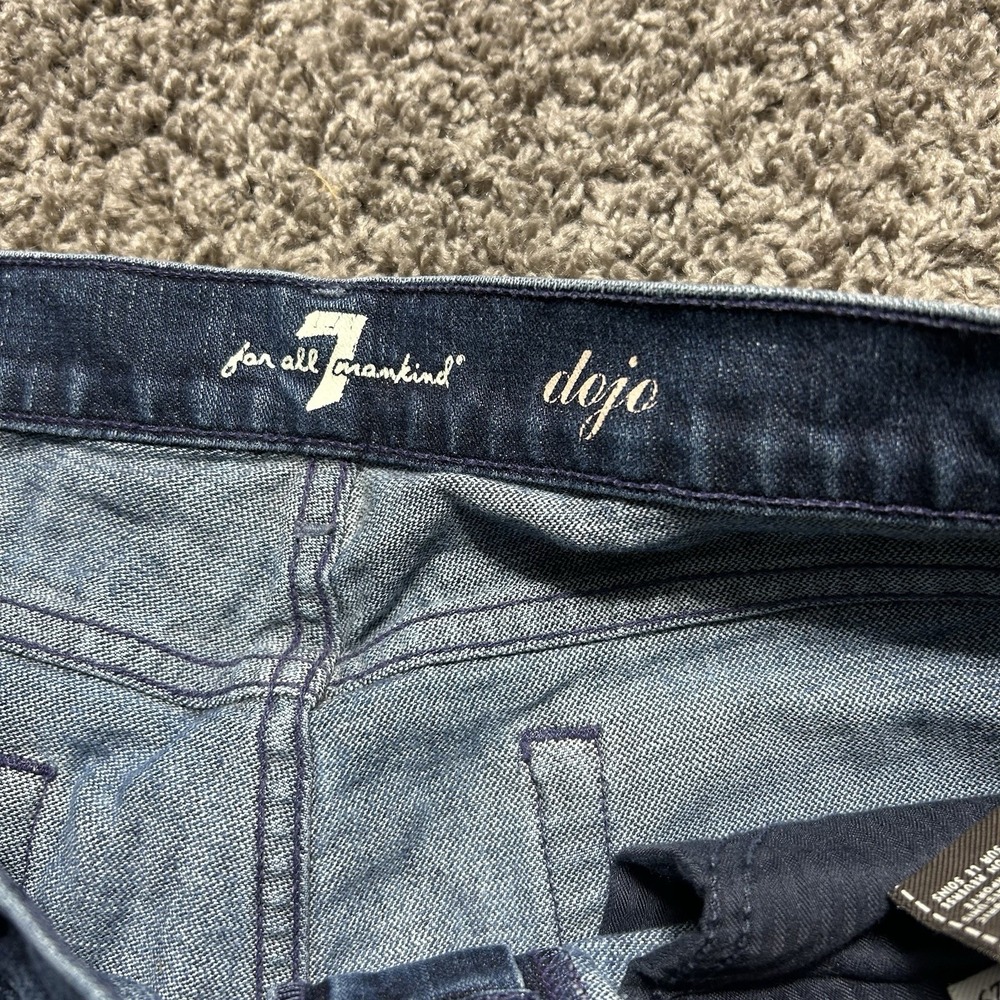 7 For All Mankind‎ Women's 29 Dojo Cropped Wide Leg Blue Denim Jeans - Picture 6 of 6